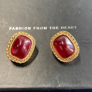 Vintage Givenchy red stone clip on earrings